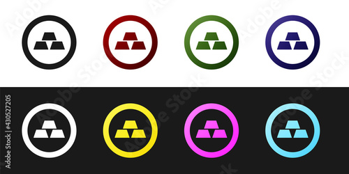 Set Gold bars icon isolated on black and white background. Banking business concept. Vector