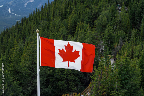 canadian flag on the mountain