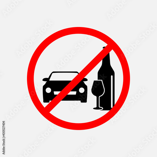 STOP! No alcohol sign. Don't drink and drive. VECTOR. The icon with a red contour on a white background. For any use. Illustration.