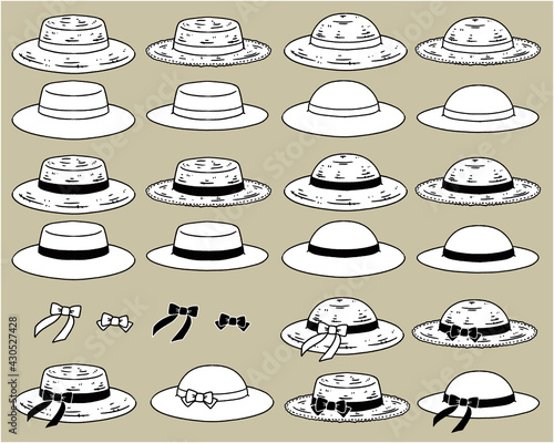 麦わら帽子01-線画
