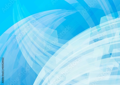 カーブが重なる青い抽象背景