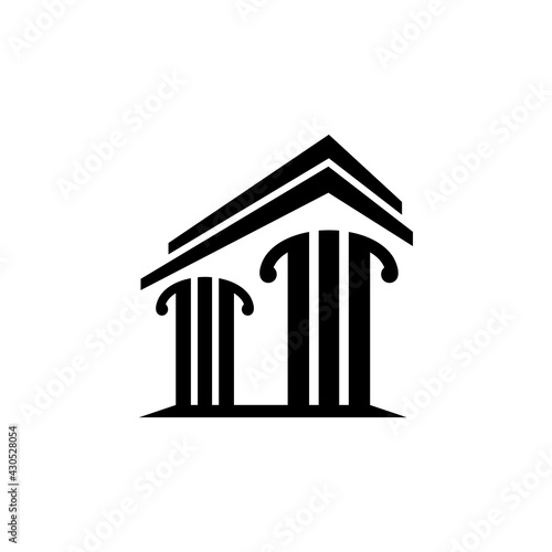 Pillar flat logo template ready for use, suitable for law symbol, justice icon, building construction, old architecture, university and others