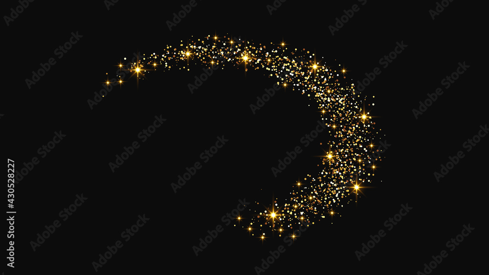 Gold glittering confetti wave and stardust Gold glittering confetti wave and stardust
