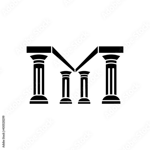 Pillar flat logo template ready for use, suitable for law symbol, justice icon, building construction, old architecture, university and others