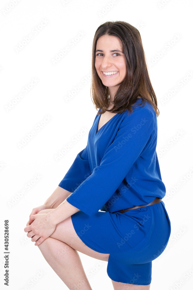 cheerful long hair woman smiling posing in good mood happy and beauty isolated on white background cheerful long hair woman smiling posing in good mood happy and beauty isolated on white background