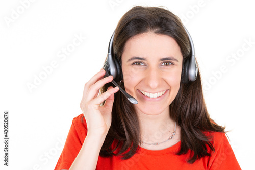 callcenter woman customer support phone operator in headset call center