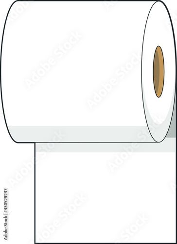 Roll of toilet paper. Bathroom item.