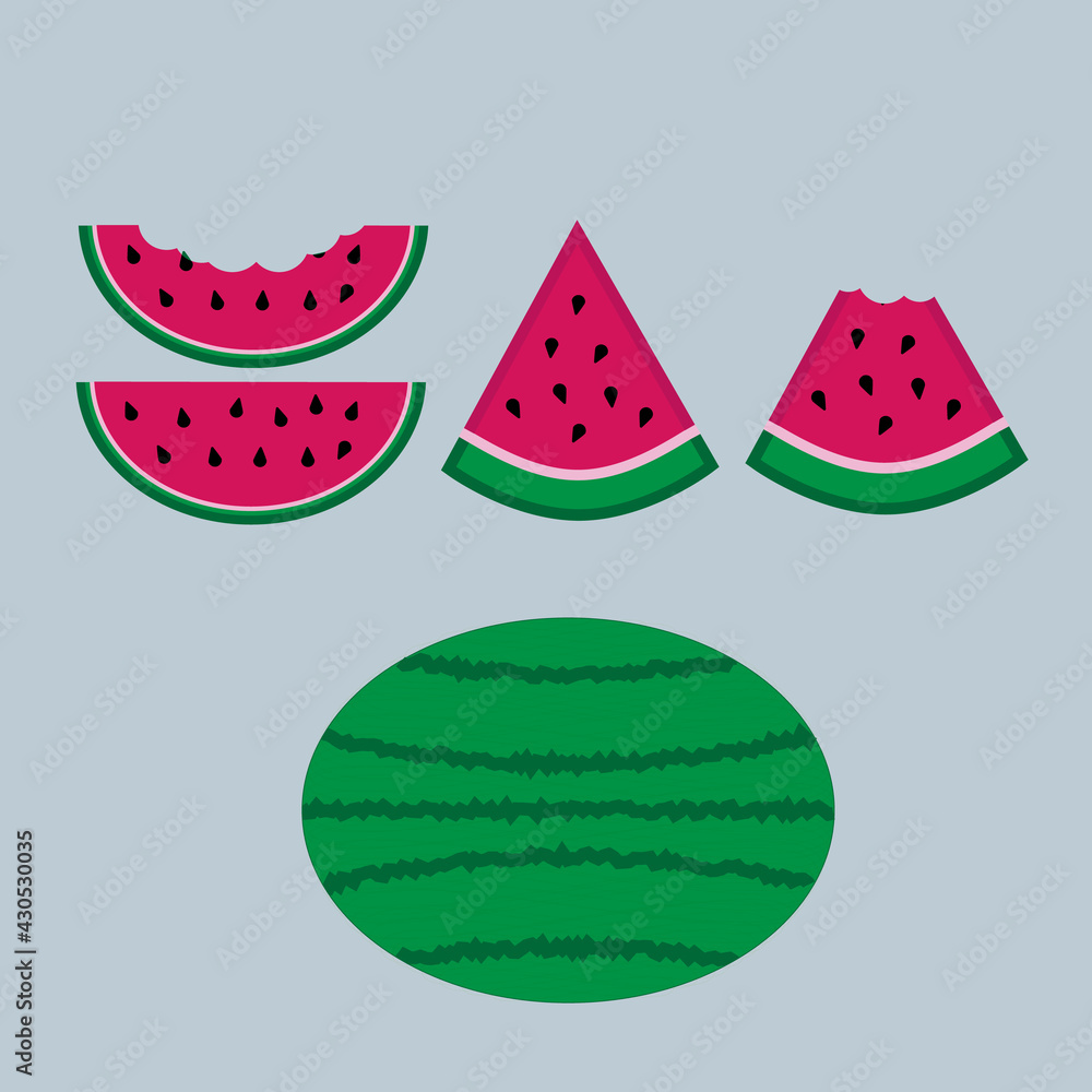 Fresh and juicy slices and whole watermelons Fresh and juicy slices and whole watermelons