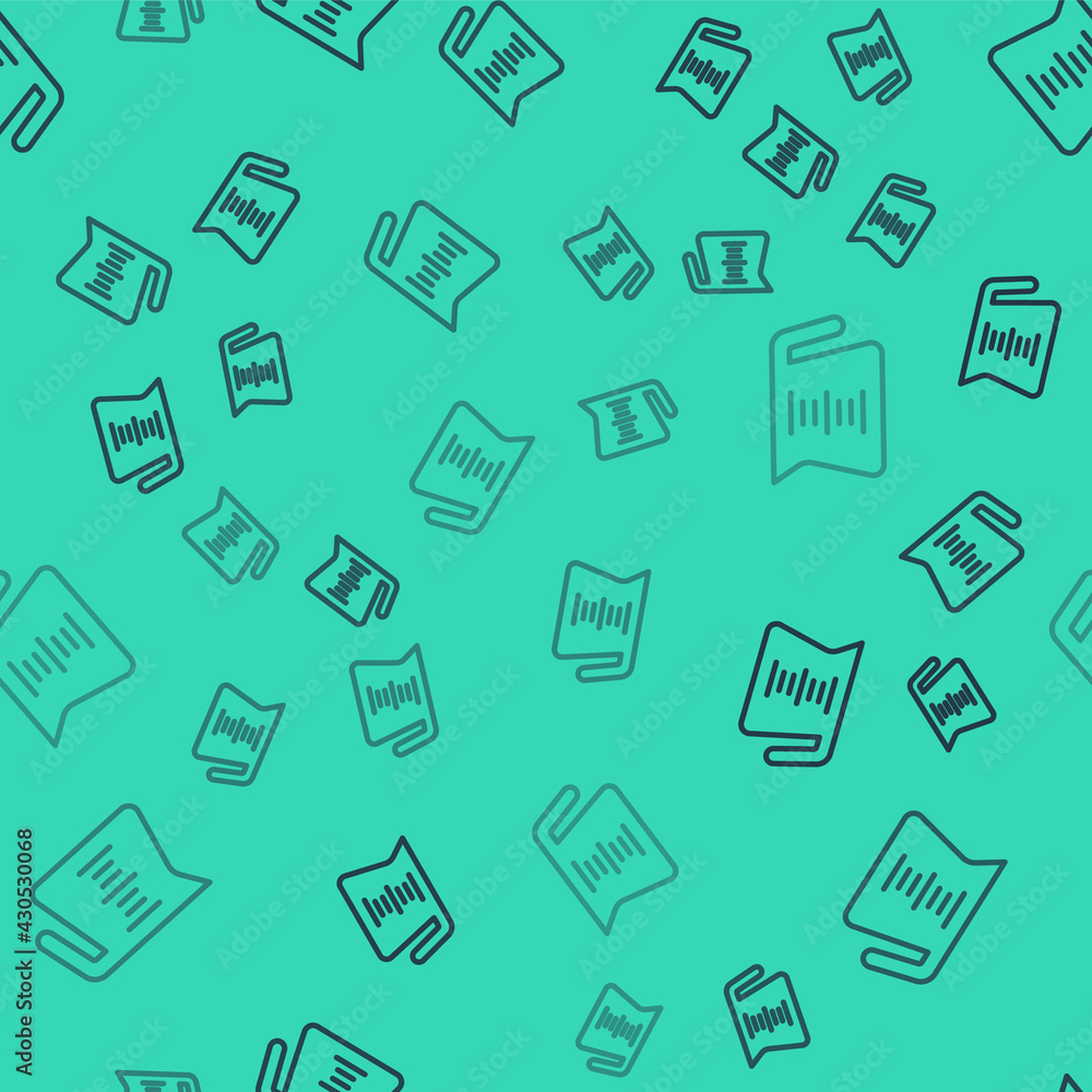 Black line Coffee pot icon isolated seamless pattern on green background. Vector Black line Coffee pot icon isolated seamless pattern on green background. Vector