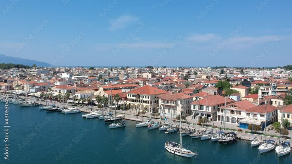 Aerial view over the seaside Preveza city port in Epirus, Greece Aerial view over the seaside Preveza city port in Epirus, Greece