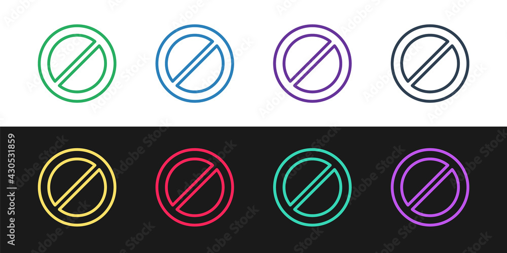 Fototapeta premium Set line Ban icon isolated on black and white background. Stop symbol. Vector