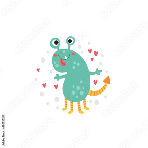 cute vector illustration of a green monster