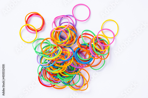 Rubber band on white background. photo