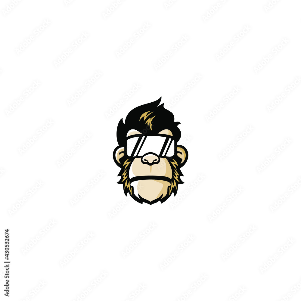 Cute monkey with glasses logo vector illustration, cool ape logo design Cute monkey with glasses logo vector illustration, cool ape logo design