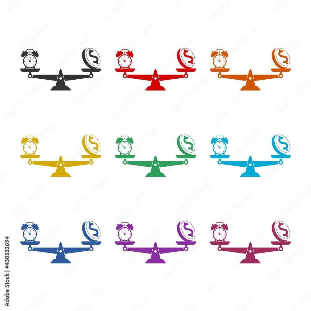 Time is money icon isolated on white background color set Time is money icon isolated on white background color set