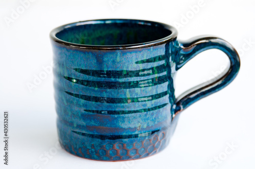 Blue handmade pottery mug