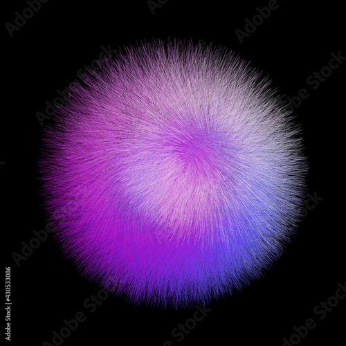 Abstract fur ball on black background for you projects. Scribble sphere. Vector design shape art