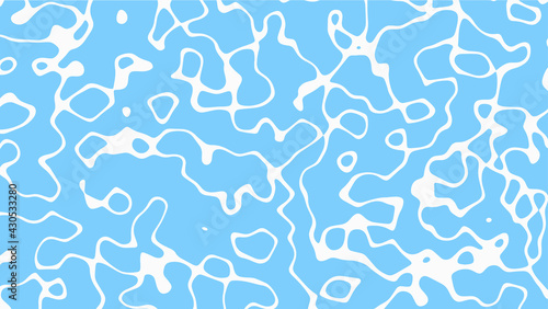 Sun glare on the blue water surface. Background with liquid ripples, vector illustration.