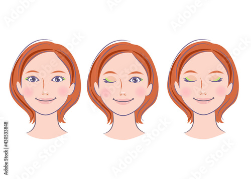 メイクをしたほほ笑む女性と表情