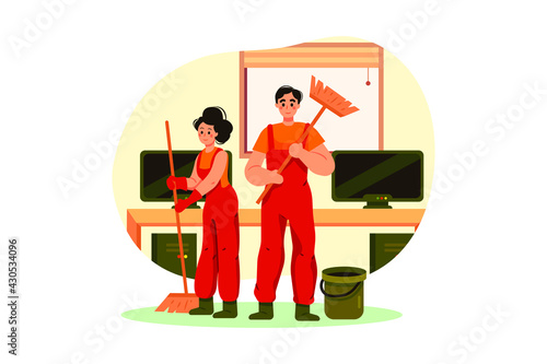 House Cleaning Illustration concept. Flat illustration isolated on white background.