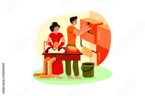 House Cleaning Illustration concept. Flat illustration isolated on white background.