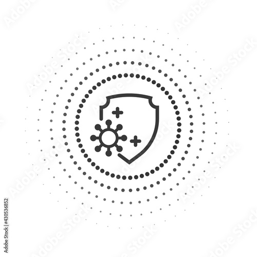 virus and shield. monochrome icon