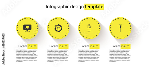 Set Udder, Sunflower, Rubber gloves and Shovel. Business infographic template. Vector