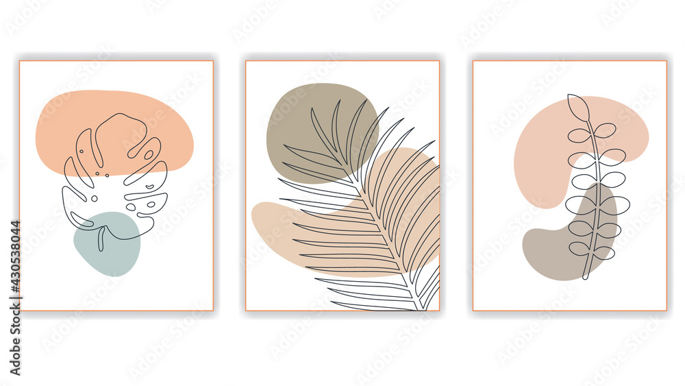 Set of abstract backgrounds, geometric elements and shapes, leaves and flowers Set of abstract backgrounds, geometric elements and shapes, leaves and flowers