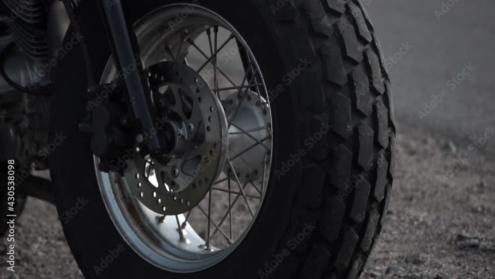 wheel off-road motorcycle starting movement. Motocross bike starts move. wheel off-road motorcycle starting movement. Motocross bike starts move.