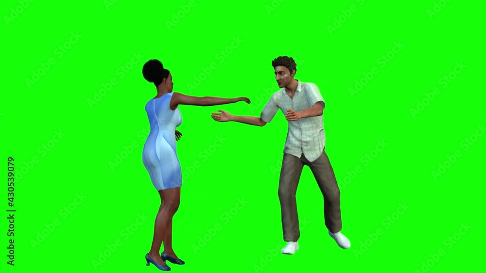 3d animation of two afro American friends, a man and a woman meeting each other with happiness and love. 3d animation of two afro American friends, a man and a woman meeting each other with happiness and love.
