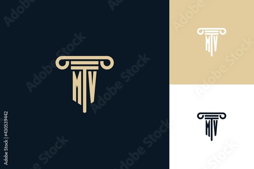 MV monogram initials design logo. Lawyer logo design ideas