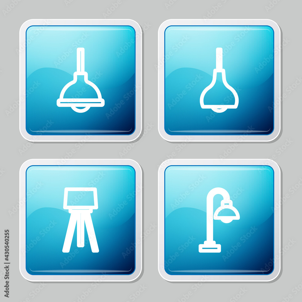 Set line Lamp hanging, , Floor lamp and icon. Vector Set line Lamp hanging, , Floor lamp and icon. Vector
