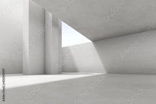 3d render of empty concrete room with shadow on the wall..
