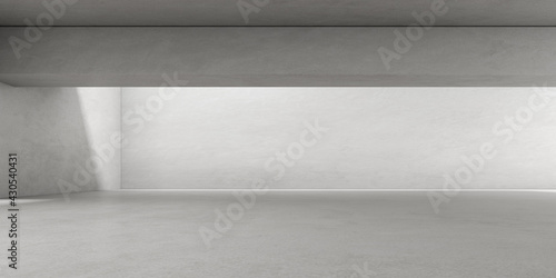 3d render of empty concrete room with shadow on the wall..