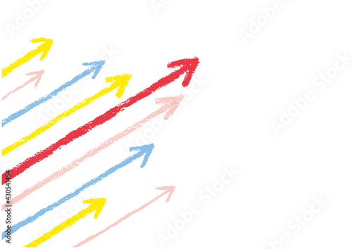 上方向に伸びる矢印の背景イラスト