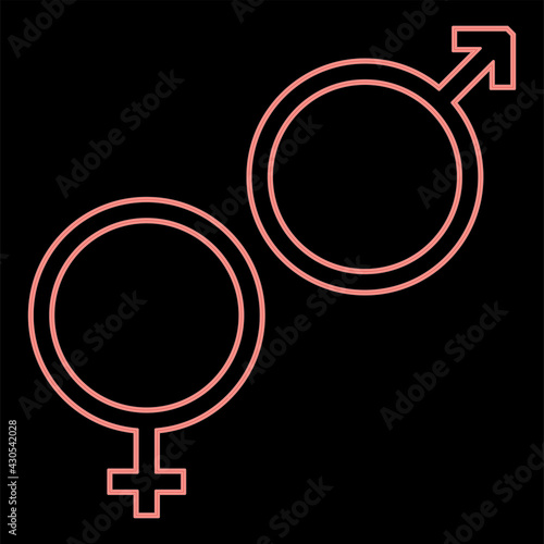 Neon venus and mars symbol the red color vector illustration flat style image