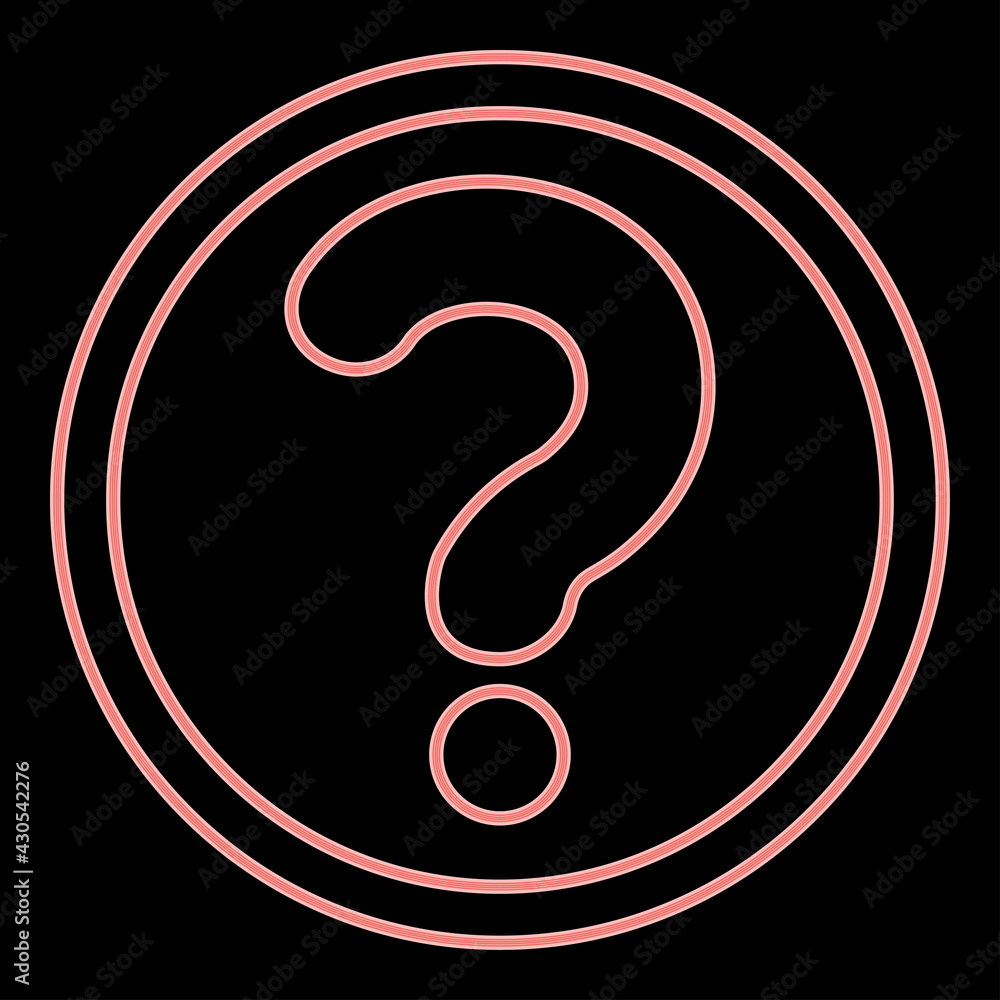 Neon question mark in a circle the red color vector illustration flat style image Neon question mark in a circle the red color vector illustration flat style image