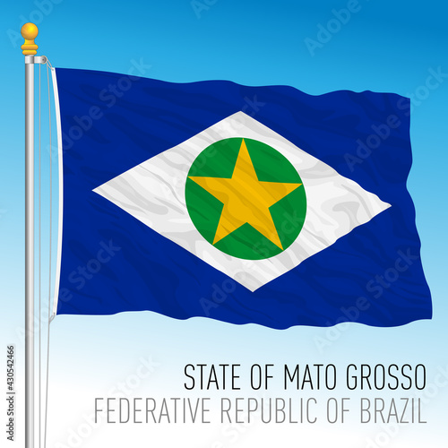 State of Mato Grosso, official regional flag, Brazil, vector illustration