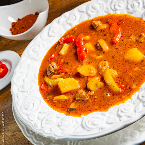 Delicious Hungarian-style goulash soup photo