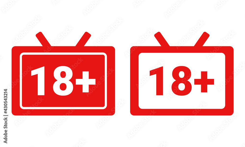 18 plus sign. Warning only for 18 years and over. Eighteen years over. Illustration vector