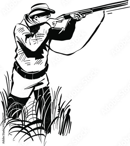 hunter shooting with rifle