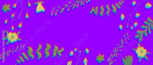 Cornice floreale botanica viola 