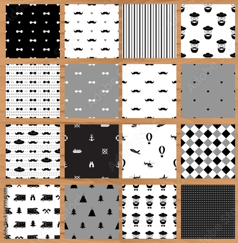 Seamless patterns set for men. Gentlemen collecrion. Father's day digital papers.