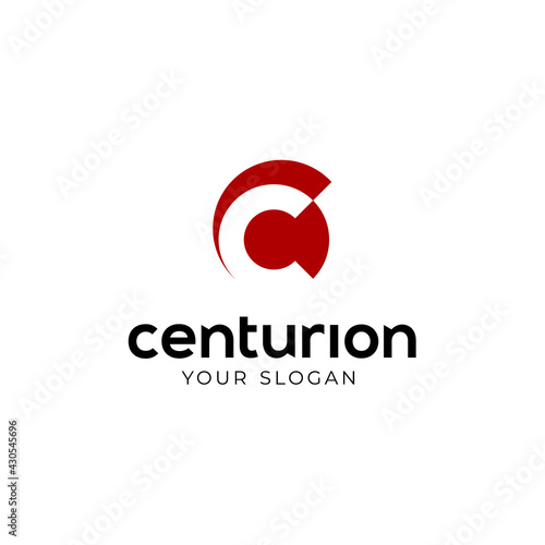 Canvastavla Initial Letter C like Roman Centurion Armor Helmet logo design