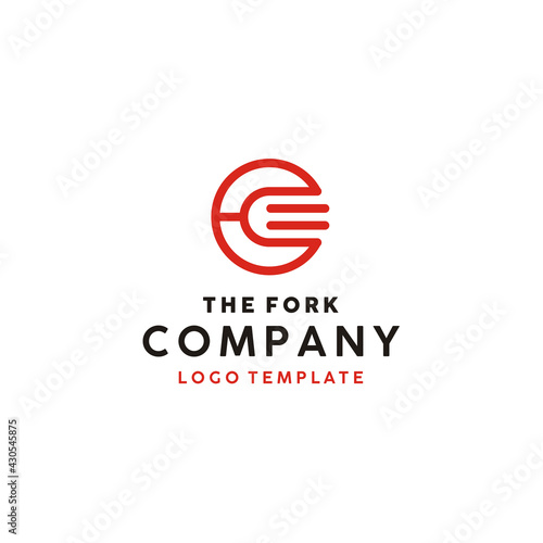 Circular Fork symbol for Food Drink Culinary Restaurant Bar Logo design 