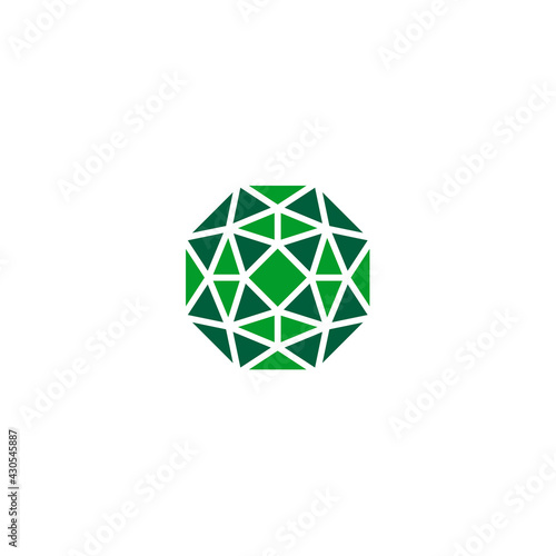 Beauty Octagon Emerald Gemstone Jewel with simple line style for Jewelry Crystal logo design