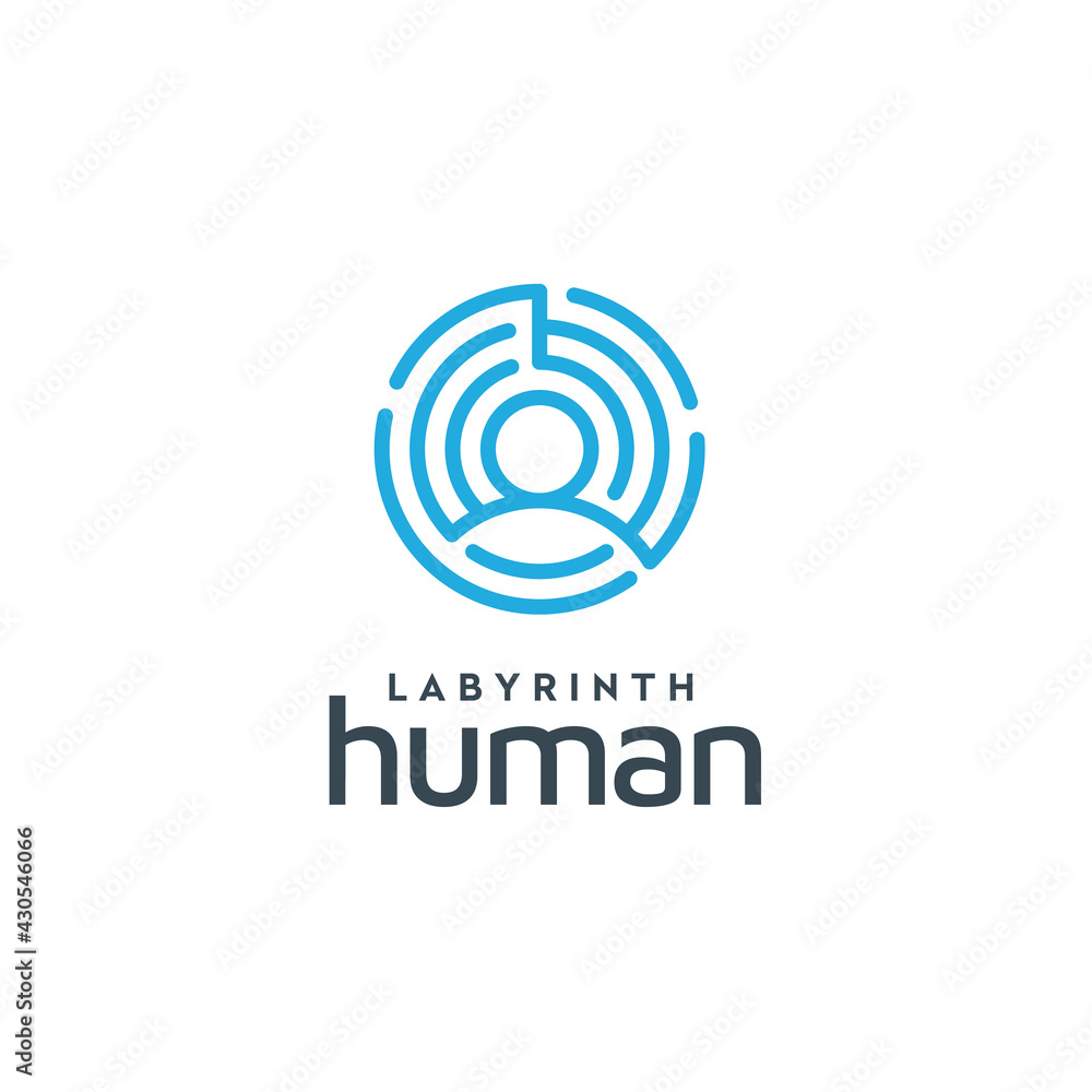 Man with circle labyrinth, Human with Digital Signal Target for People Database Target logo Man with circle labyrinth, Human with Digital Signal Target for People Database Target logo
