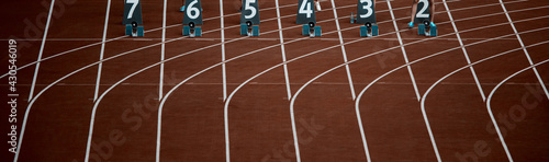 Starting blocks in track and field. Professional sport concept