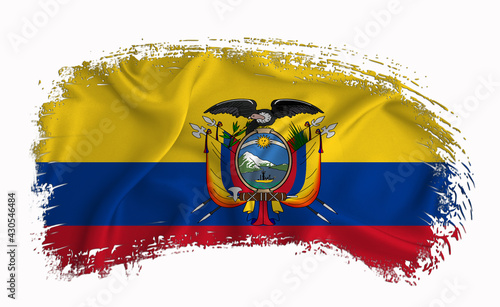 ecuador flag, brush stroke, typography, lettering, logo, label, banner on a white background.
