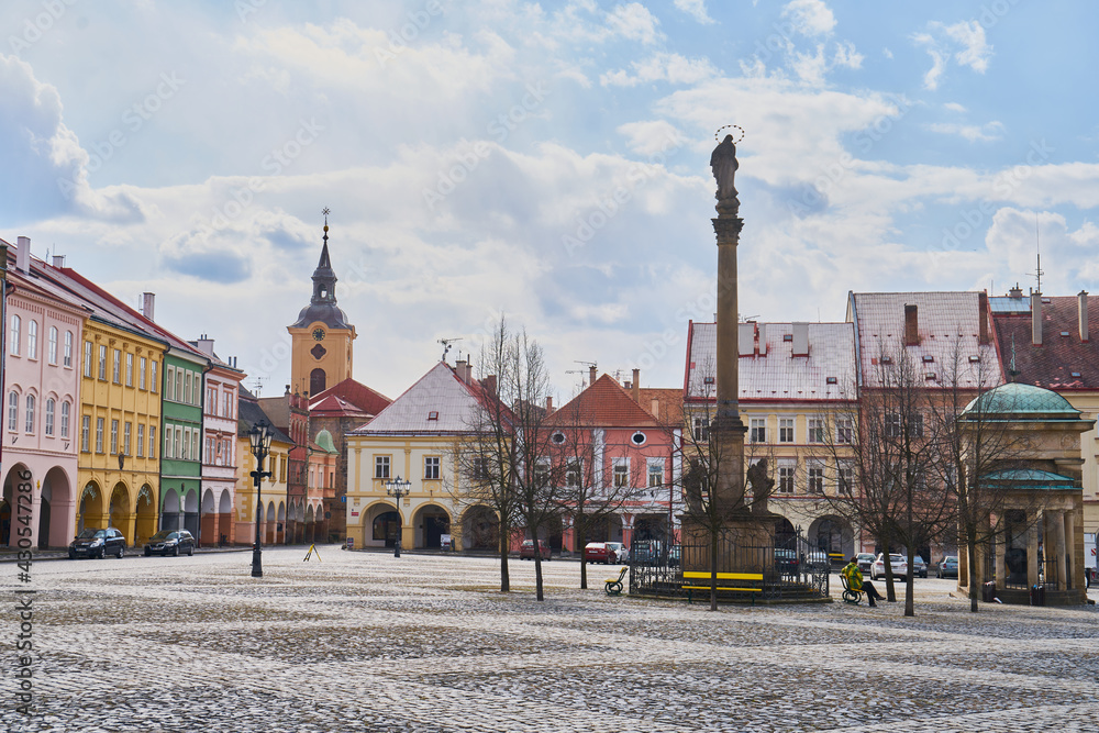 Jicin, Czech Republic - April 25 2020: Historical centre of Jicin town